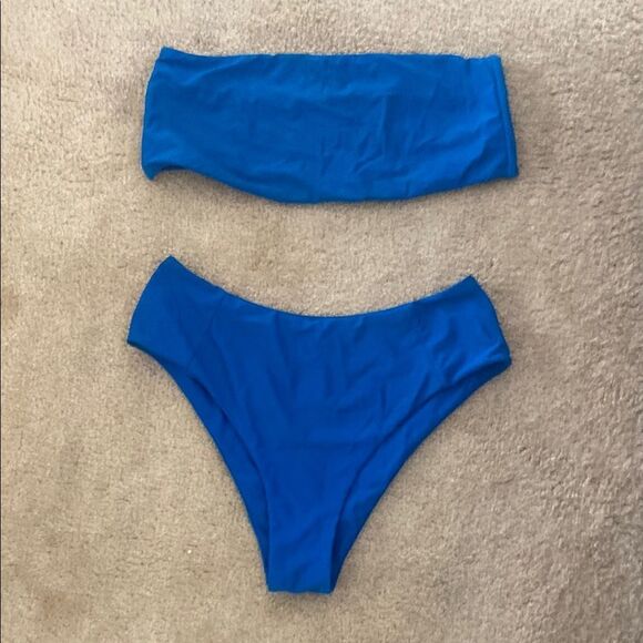 Blue Strapless Bikini Set - Picture 1 of 3